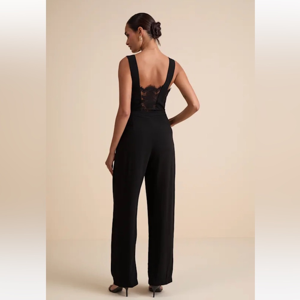 Lulus Kiska Black Lace Wide-leg Jumpsuit - Size S